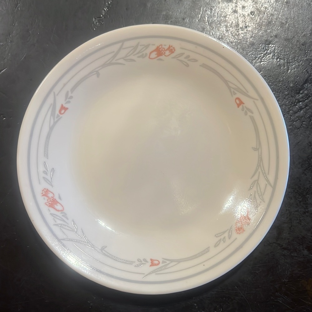 Corelle Rose Flowers 1 Bread And Butter Plate Gray Band And Leaves